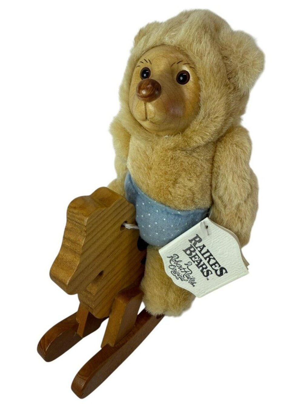 W/ TAG Robert Raikes Nursery Miniatures Teddy Bear BEN Wooden w/ Rocking Horse